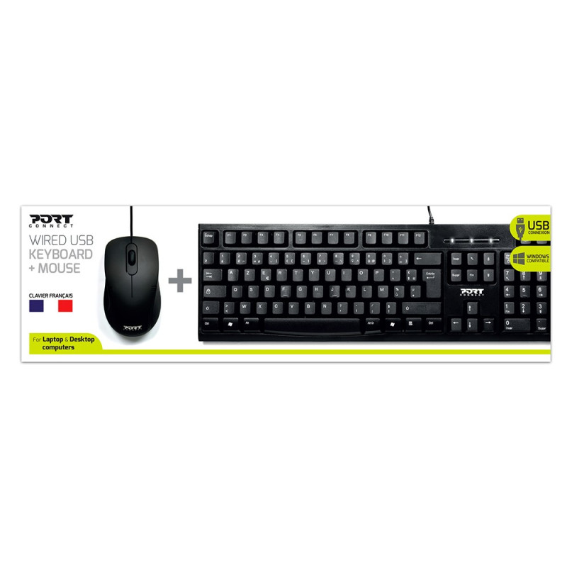 PACOTE DE TECLADO + MOUSE USB COM FIO - FR