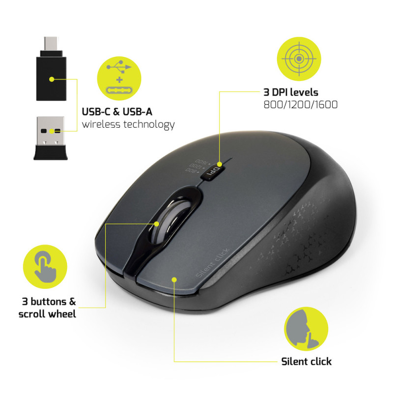 MOUSE WIRELESS SILENT PRO BLACK