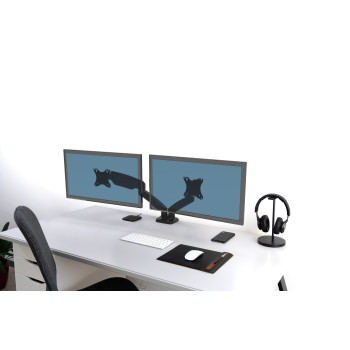 UNILUX Portique de bureau Ergo Station, support bras d'ecran, 3  accessoires, à pinces, L125 x H40 cm - Direct Papeterie.com