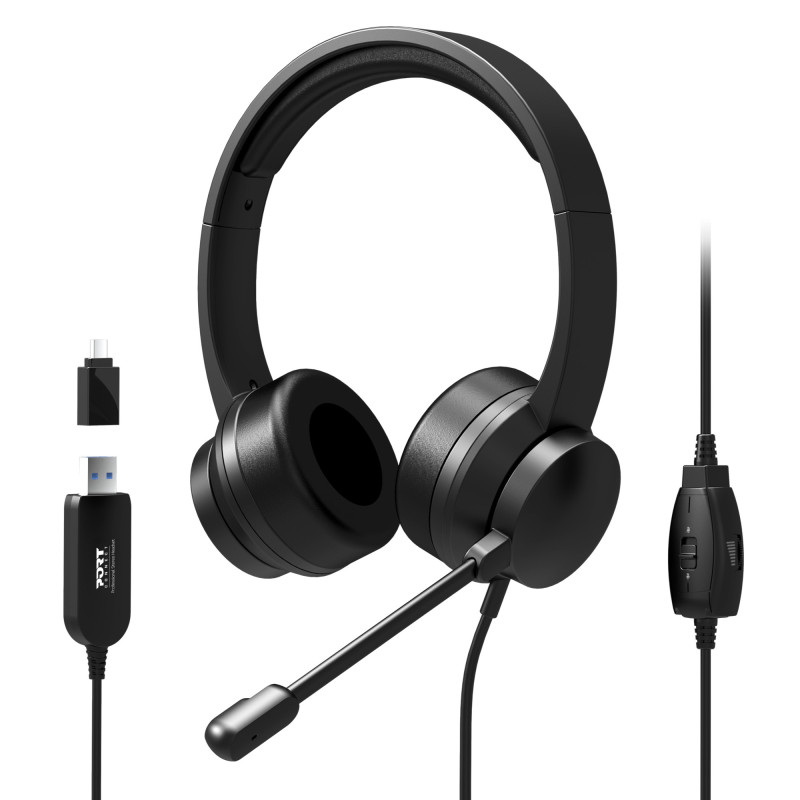 KOMFORTABEL KONTORSSTEREO USB-HEADSET MED MIKROFON