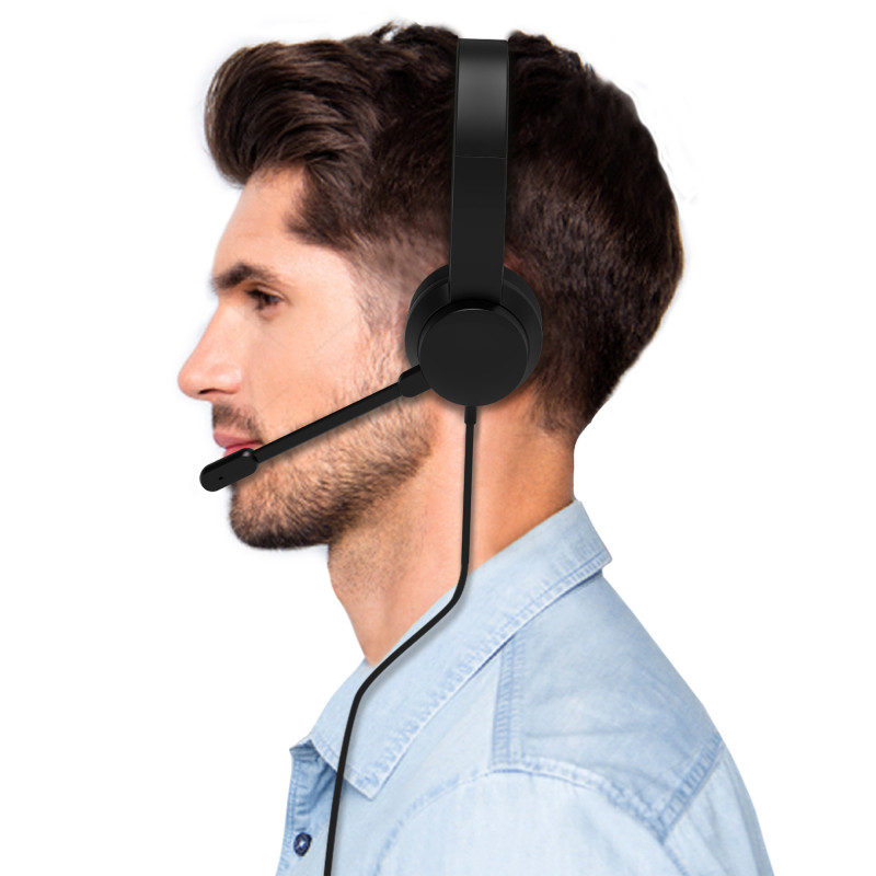 KOMFORTABEL KONTORSSTEREO USB-HEADSET MED MIKROFON