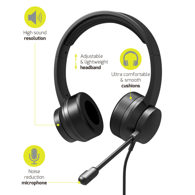 CASQUE USB STÉRÉO DE BUREAU CONFORTABLE AVEC MICROPHONE