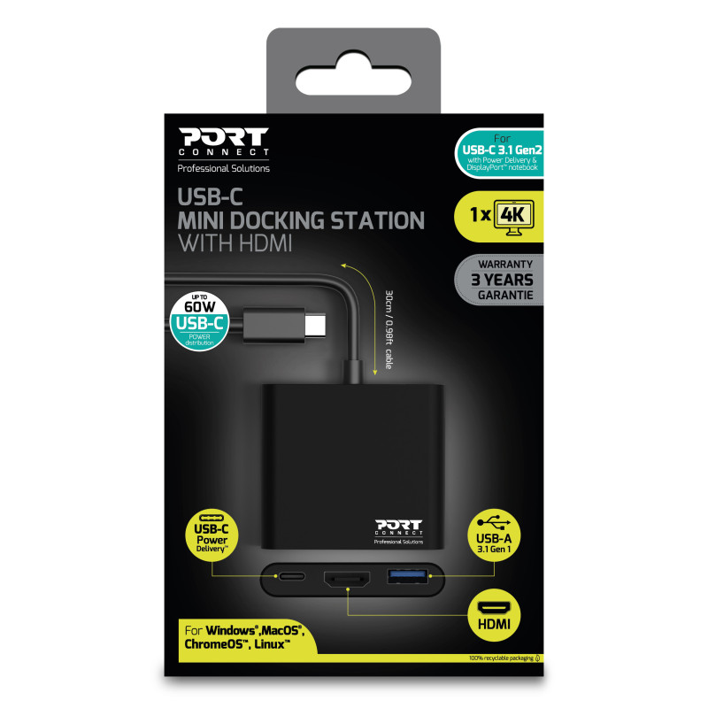 DOCKING MINI TYP C HDMI USB3 USB-C PD