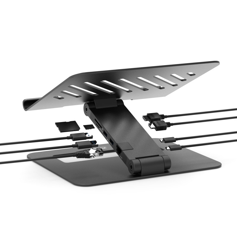 USB-C 2-IN-1 DOCKINGSTATION MED HÅLLARE FÖR BÄRBAR