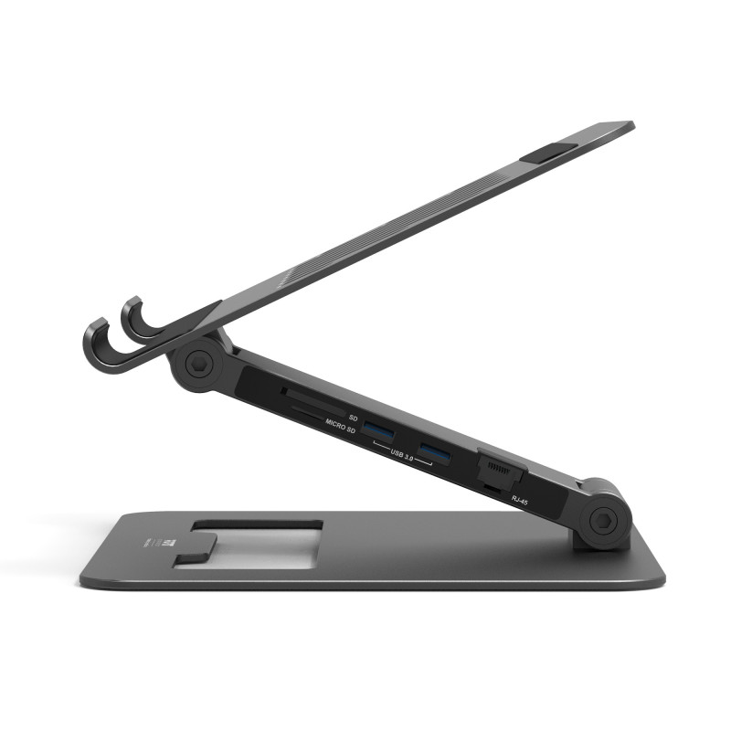 USB-C 2-IN-1 DOCKINGSTATION MED HÅLLARE FÖR BÄRBAR