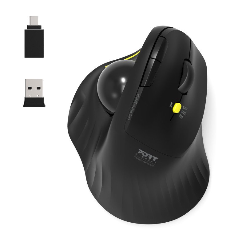 Ratón inalámbrico de 2,4 GHz y trackball ergonómico recargable por  Bluetooth®