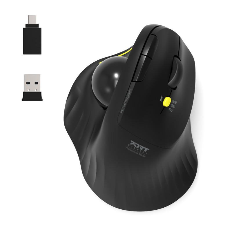 Souris ergonomique Bluetooth® sans fil & rechargeable avec boule directionnelle