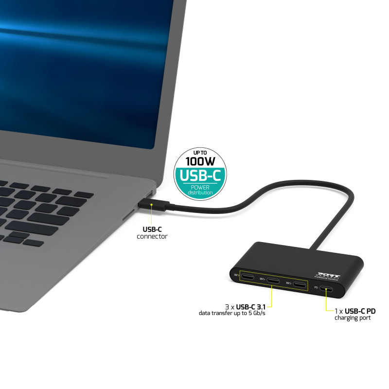 USB TYPE-C HUB - 4 TYPE-C PORTS