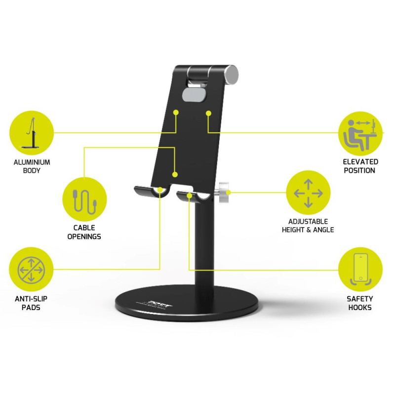 Support Téléphone En Alliage Aluminium Réglable – Design élégant Noir, Pour Bureau, Visionnage Confortable, Angle Adaptable