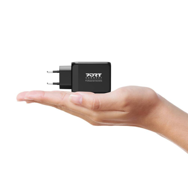 Chargeur mural GaN 65W USB-C Power Delivery ™  3.0 & USB-A charge rapide câble USB-C 2M fourni noir