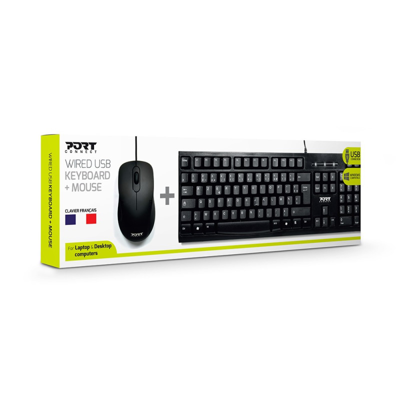 PACOTE DE MOUSE COM TECLADO USB COM FIO - FR