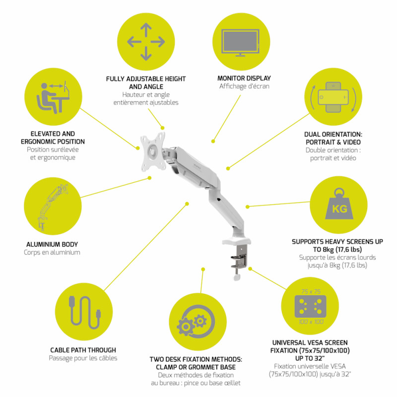 Soporte de sobremesa 1 pantalla blanca