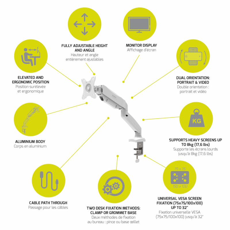 Soporte de sobremesa 1 pantalla blanca