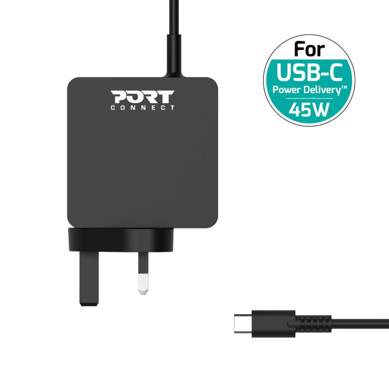 45W USB-C power supply for PC computer, tablet or smartphone