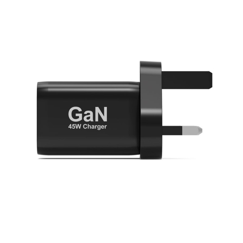 Gan 45W väggladdare USB-C Power Delivery ™ 3.0 & USB-A snabbladdning 2M USB-C-kabel medföljer svart