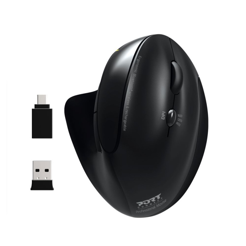 Basics Ergonomic Wireless PC Mouse - DPI adjustable - Black