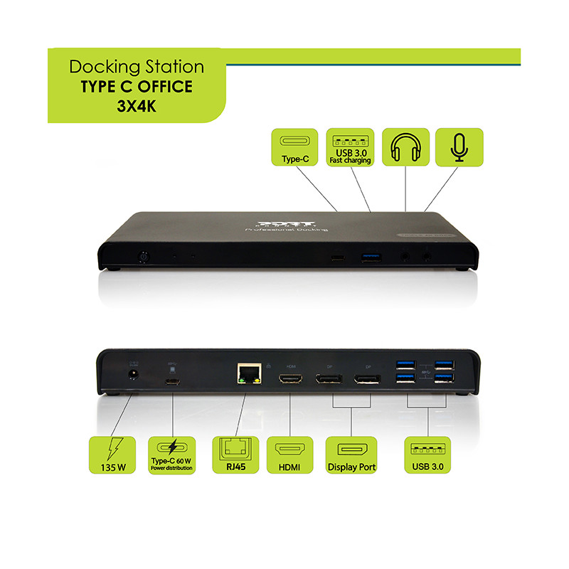 Desktop-Dockingstation 3 x 4K USB-A und USB-C 12 Geräte 85 W