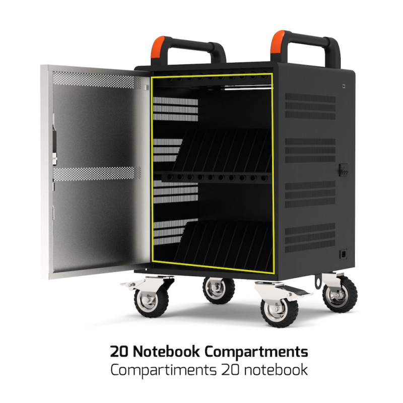 Laddningsskåp för 20 bärbara datorer och 1 i 19"