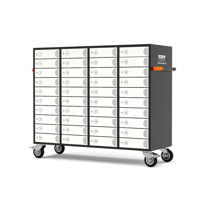 Charging cabinet for 40 tablets or PCs with individual doors