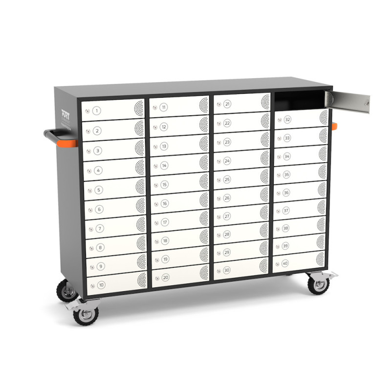 Gabinete de carregamento para 40 tablets ou PCs com portas individuais