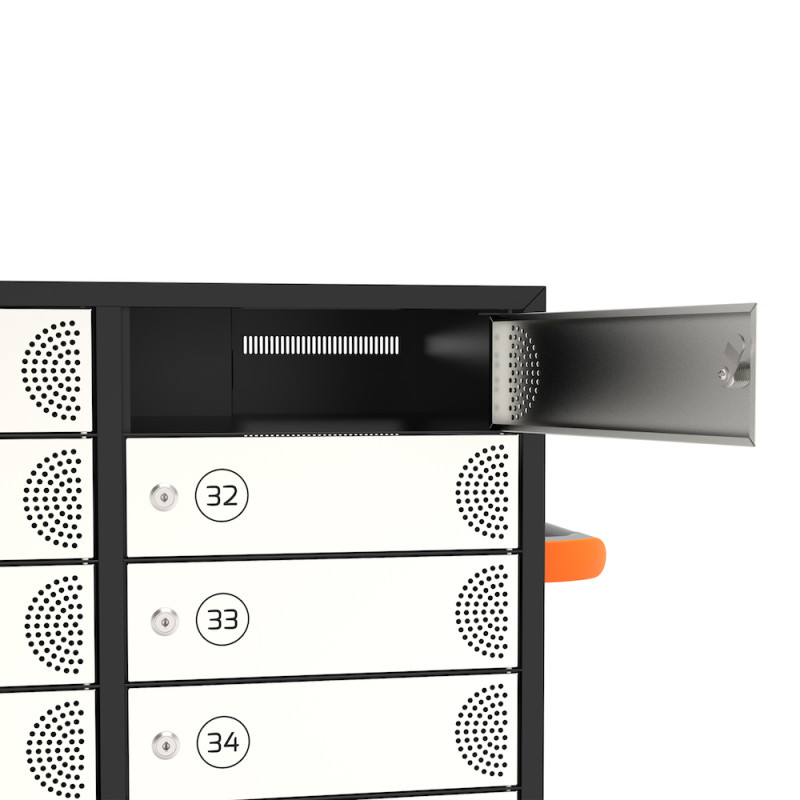 Gabinete de carregamento para 40 tablets ou PCs com portas individuais