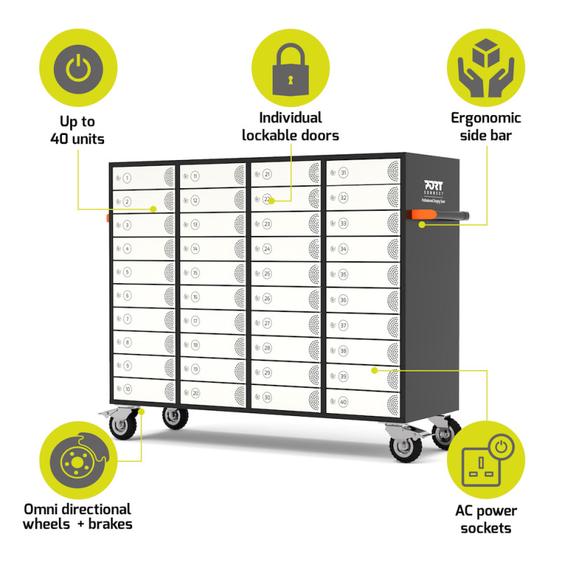 Armoire de charge 40 tablettes ou PC avec portes individuelles