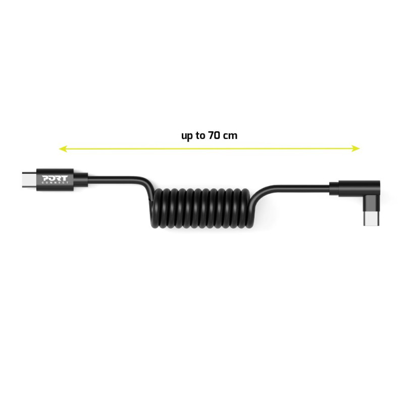 LOT of 10 USB-C 90° spring spiral cables - USB-C