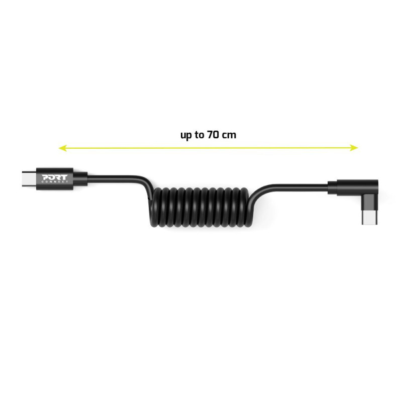 LOT von 10 USB-C 90° Feder Spiralkabel - USB-C