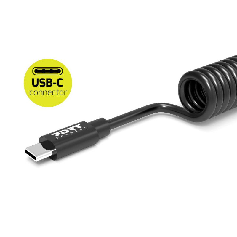 LOT 10 USB-C 90° - USB-C springspiralkablar