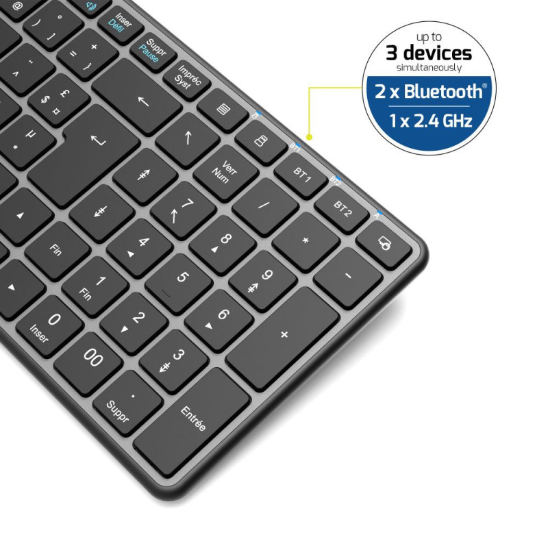 Clavier COMPACT sans fil Bluetooth® rechargeable Azerty