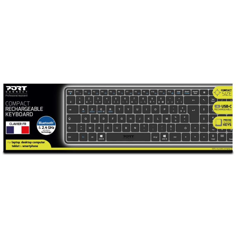 Clavier COMPACT sans fil Bluetooth® rechargeable Azerty