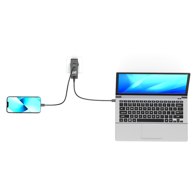 Gan Carregador de parede internacional 100W USB-C & USB-A