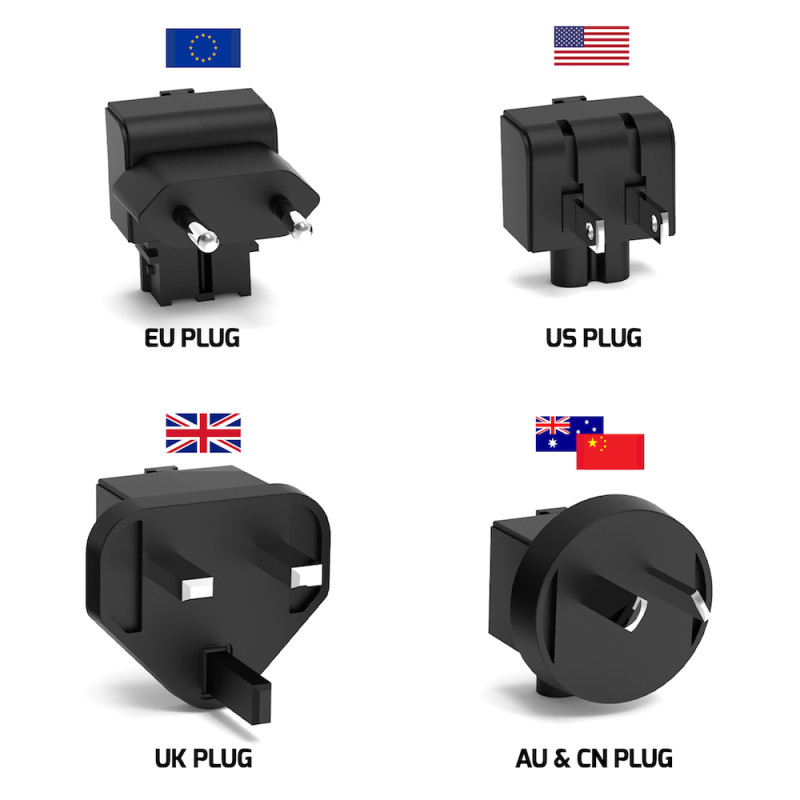 Internationell väggladdare GaN 100W USB-C & USB-A