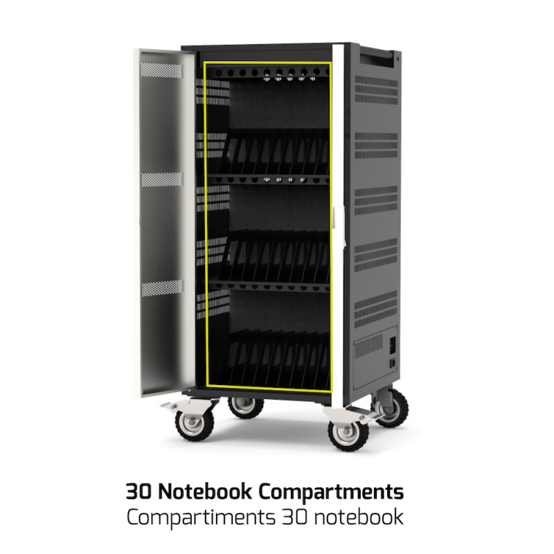 Gabinete de carregamento para 30 laptops de 15,6" e 1 em 19"
