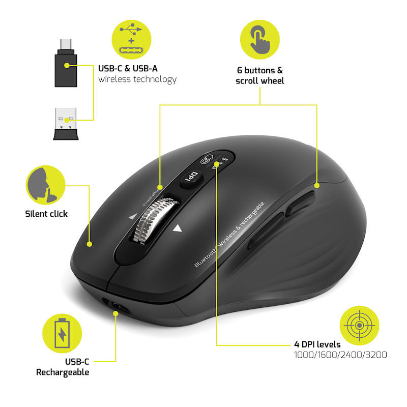 Mouse BUSINESS 2.4 GHz Bluetooth rechargeable wireless