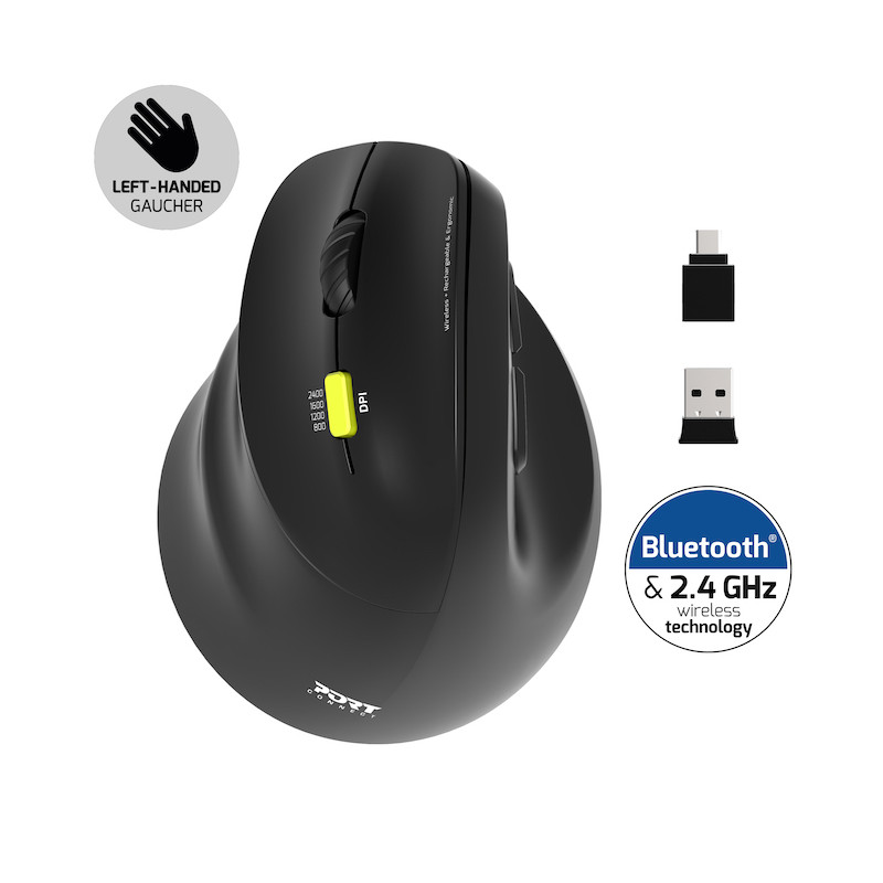 Souris ERGO gaucher sans fil 2.4 GHz Bluetooth rechargeable