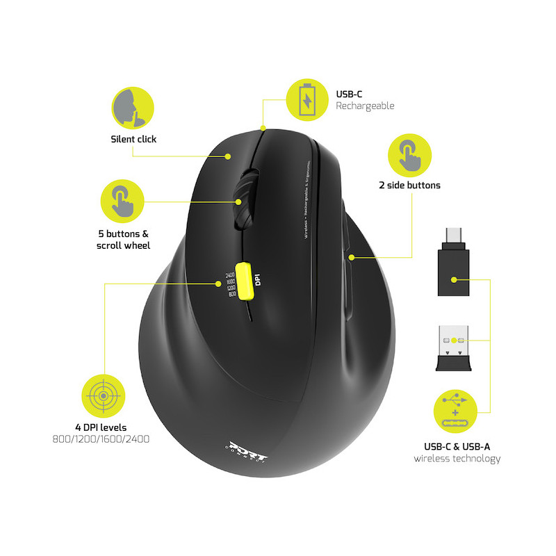Left-hand 2.4 GHz Bluetooth rechargeable ERGO mouse