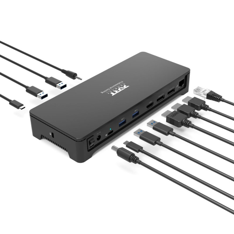 Estación de acoplamiento de escritorio 3 x 4K USB-C y USB-A 10 dispositivos 100W