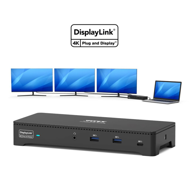 Estación de acoplamiento de escritorio 3 x 4K USB-C y USB-A 10 dispositivos 100W