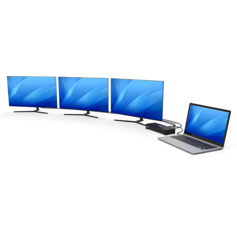 Estación de acoplamiento de escritorio 3 x 4K USB-C y USB-A 10 dispositivos 100W