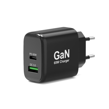 GaN 65W USB-C & USB-A väggladdare