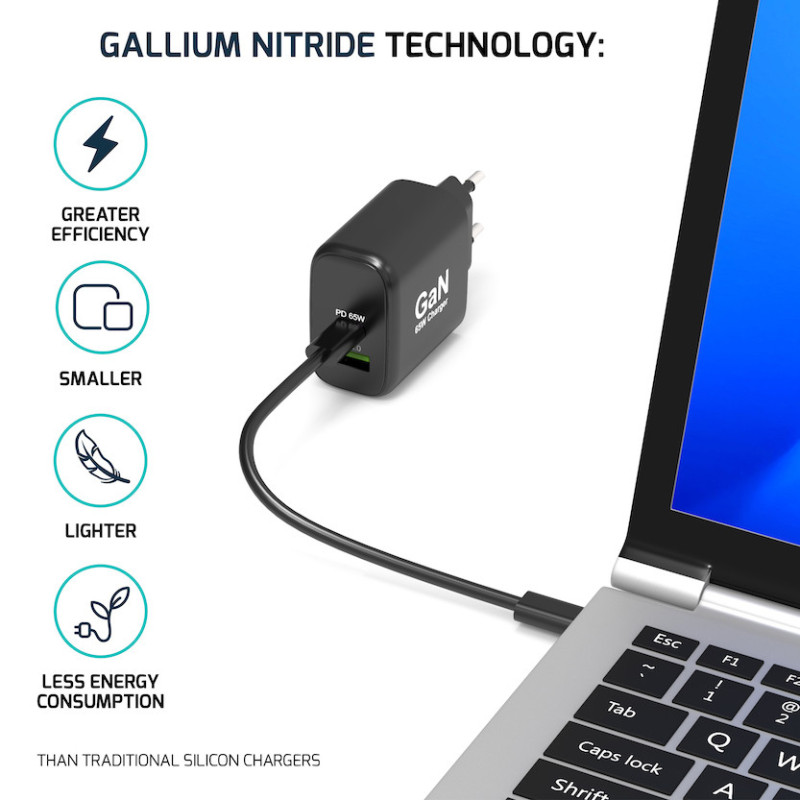 ESSENTIEL 65W GaN Wall Charger with USB-C & USB-A
