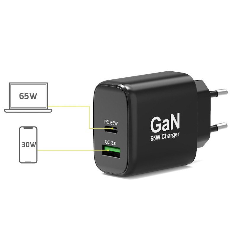 ESSENTIEL 65W GaN Wall Charger with USB-C & USB-A