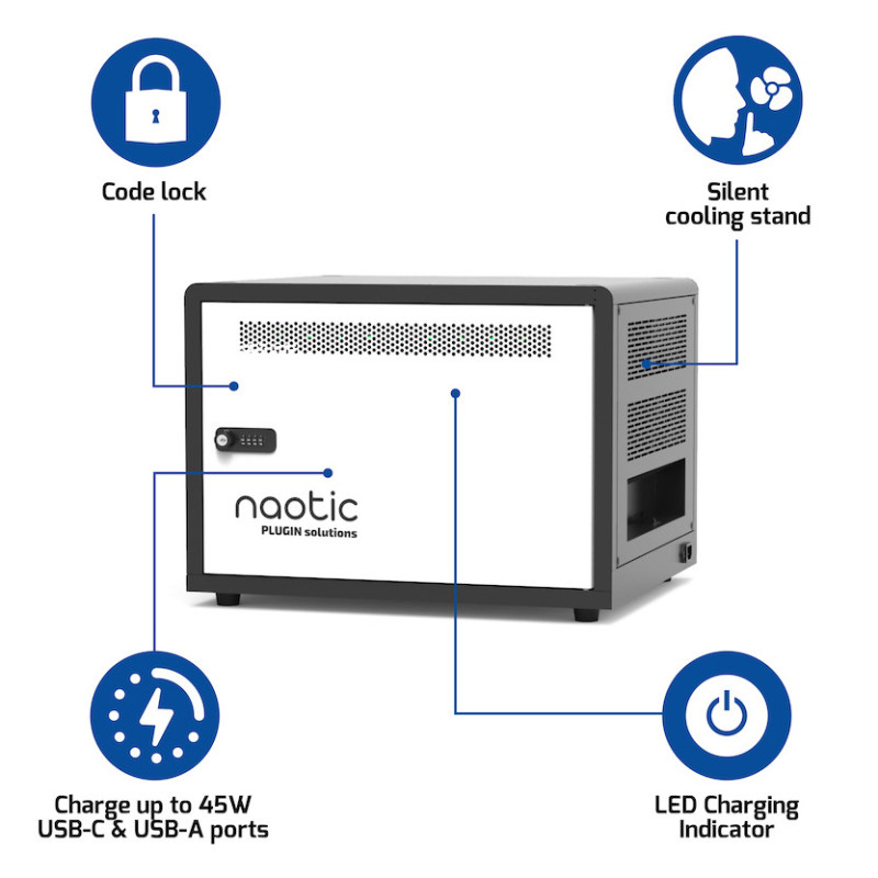 USB-C/USB-A charging cabinet 10 devices - Naotic 45W
