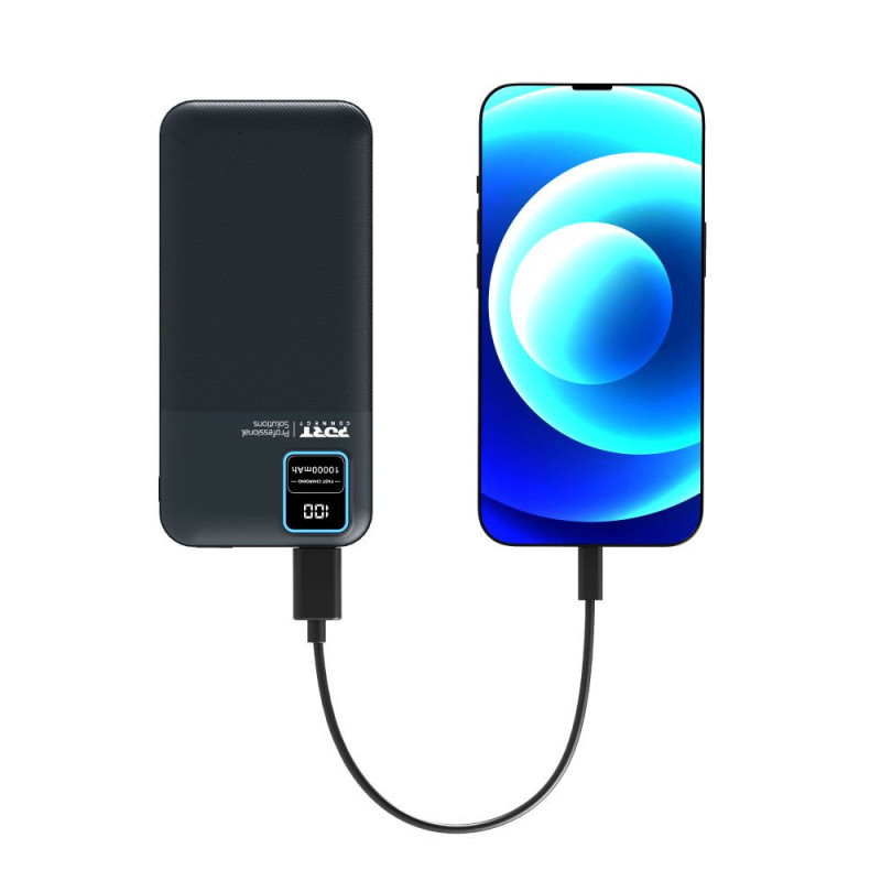 External battery 10000mAh PORT Connect – USB-A Quick Charge, LCD Screen, Compact