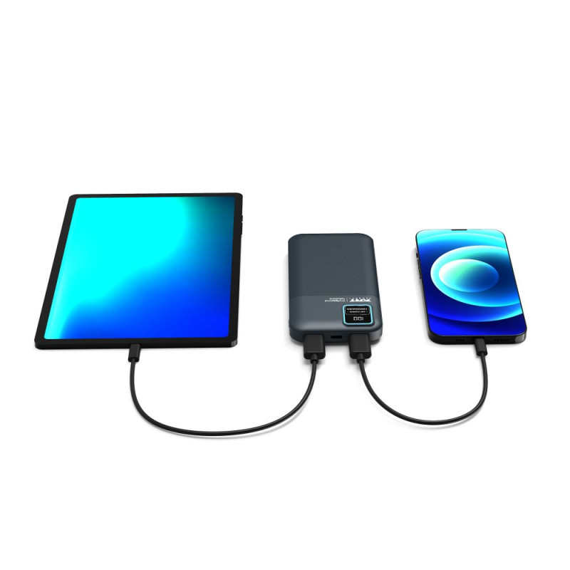 Batería externa 10000mAh PORT Connect – Carga rápida USB-A, LCD Pantalla compacta