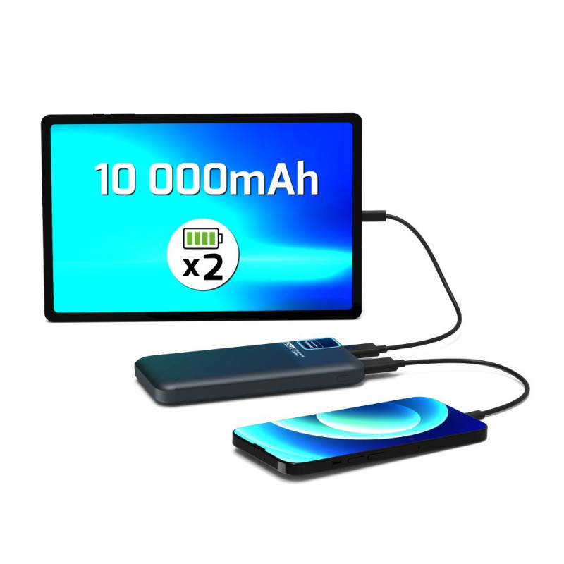 Batterie Externe 10000mAh PORT Connect – Recharge Rapide USB-A, Écran LCD, Compacte