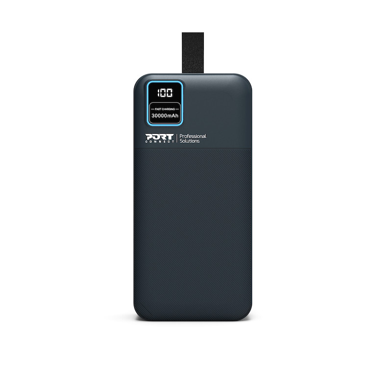 Batterie Externe 30000mAh PORT Connect – USB-A QC, LCD, Lampe LED