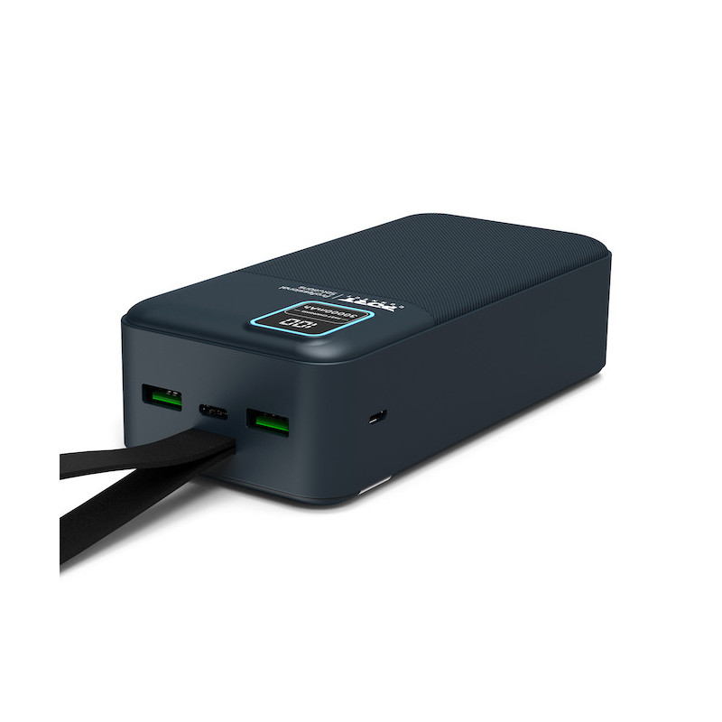 Batterie Externe 30000mAh PORT Connect – USB-A QC, LCD, Lampe LED