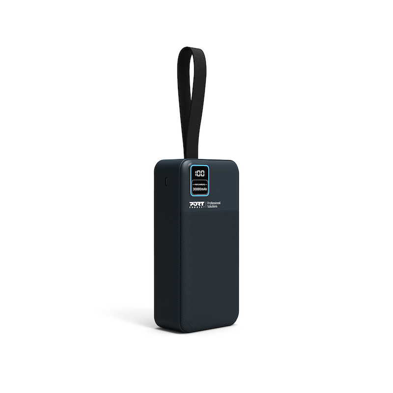 Batterie Externe 30000mAh PORT Connect – USB-A QC, LCD, Lampe LED